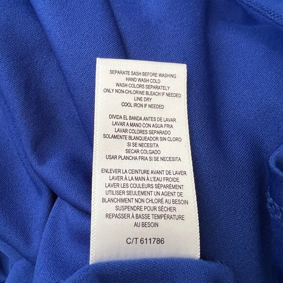 Julian Taylor Blue White Polka Dot Polyester 3/4 Sleeves Faux Wrap Dress 14W - Picture 10 of 10